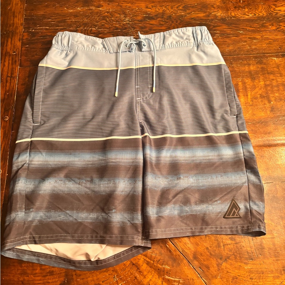RIPZONE Men's Striped Swim Shorts - Gray and Brown